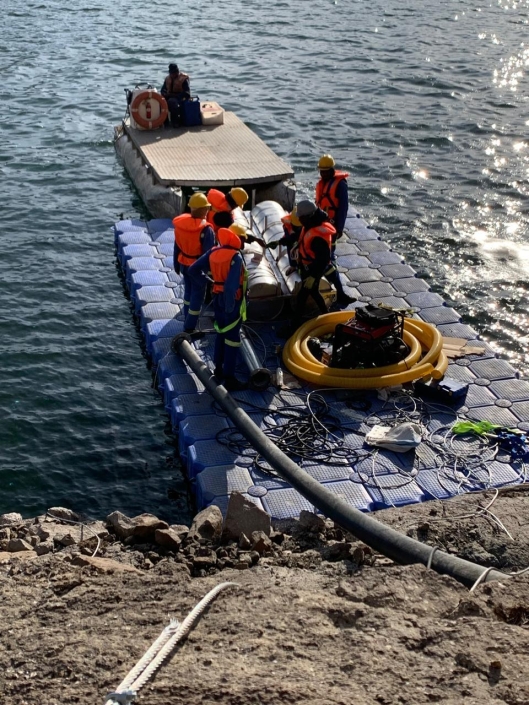 Submersible borehole pump installation — Katse Dam